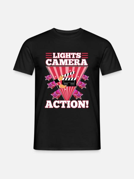 Lights camera action - Männer T-Shirt - Schwarz