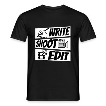 Write Shoot Edit Repeat - Men's T-Shirt - black - Front - AI Model Male 178 light (178cm)