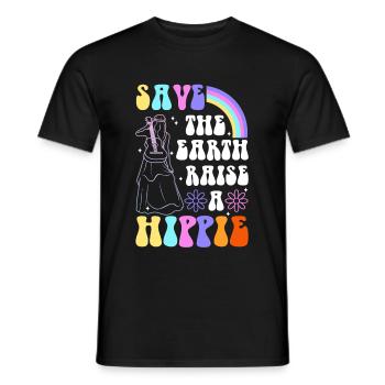 Save The Earth Raise A Hippie - T-shirt homme - noir - Devant - AI Model Male 178 light (178cm)