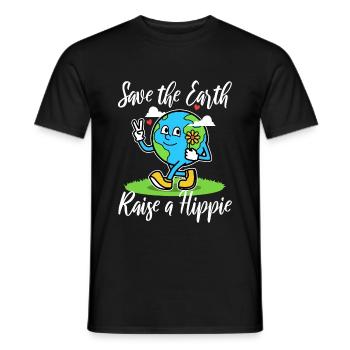 Sauvez la Terre Élevez un hippie - T-shirt homme - noir - Devant - AI Model Male 178 light (178cm)