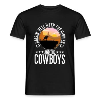 Raisin' Hell With The Hippies And The Cowboys - Männer T-Shirt - Schwarz - Vorne - AI Model Male 178 light (178cm)