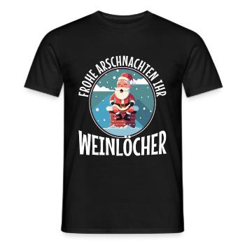 Frohe Arschnachten ihr Weinlöcher - Männer T-Shirt - Schwarz - Vorne - AI Model Male 178 light (178cm)