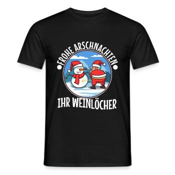 Frohe Arschnachten ihr Weinlöcher - Männer T-Shirt - Schwarz - Vorne - AI Model Male 178 light (178cm)
