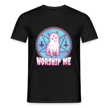 Worship me - Men's T-Shirt - black - Front - AI Model Male 178 light (178cm)