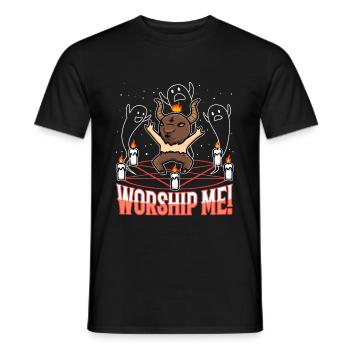 Worship me - Men's T-Shirt - black - Front - AI Model Male 178 light (178cm)
