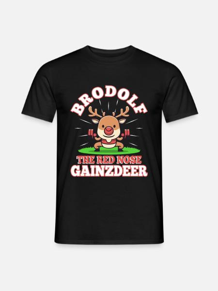 Brodolf The Red Nose Gainzdeer - Men's T-Shirt - black