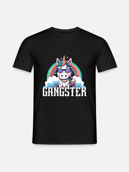 Gangsta Unicorn - Männer T-Shirt - Schwarz