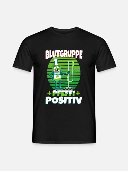 Blutgruppe Pfeffi Positiv - Männer T-Shirt - Schwarz