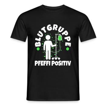 Blutgruppe Pfeffi Positiv - Männer T-Shirt - Schwarz - Vorne - AI Model Male 178 light (178cm)