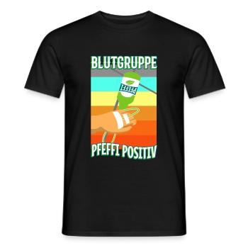 Blutgruppe Pfeffi Positiv - Männer T-Shirt - Schwarz - Vorne - AI Model Male 178 light (178cm)