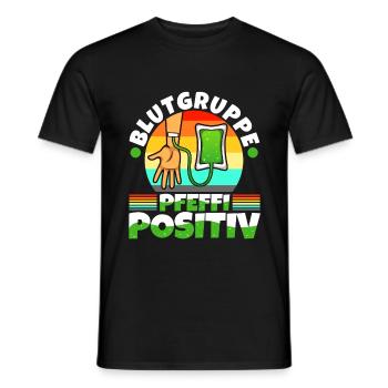 Blutgruppe Pfeffi Positiv - Männer T-Shirt - Schwarz - Vorne - AI Model Male 178 light (178cm)