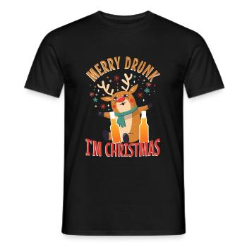Merry Drunk In Christmas - Men's T-Shirt - black - Front - AI Model Male 178 light (178cm)
