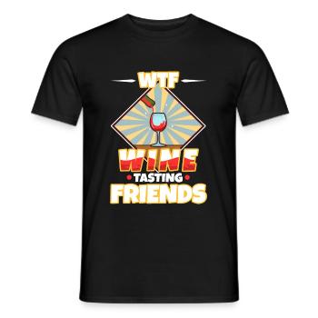 Amis de la dégustation de vin WTF - T-shirt homme - noir - Devant - AI Model Male 178 light (178cm)