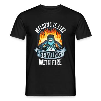 La soudure, c’est comme coudre avec du feu - T-shirt homme - noir - Devant - AI Model Male 178 light (178cm)