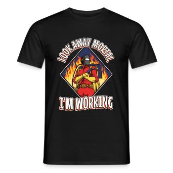Look away mortal i'm working - Männer T-Shirt - Schwarz - Vorne - AI Model Male 178 light (178cm)