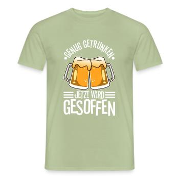 Genug getrunken jetzt wird gesoffen - Männer T-Shirt - Sage - Vorne - AI Model Male 178 light (178cm)
