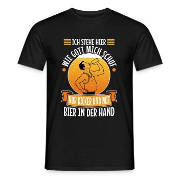 I stand here as God created me. Only thicker - Men's T-Shirt - black - Front - AI Model Male 178 light (178cm)