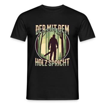 Der mit dem Holz spricht - Männer T-Shirt - Schwarz - Vorne - AI Model Male 178 light (178cm)