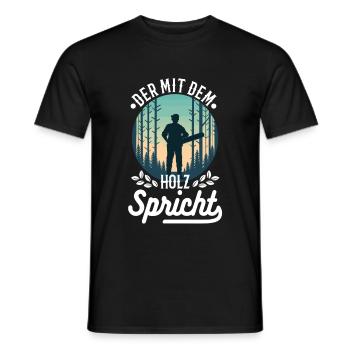 Der mit dem Holz spricht - Männer T-Shirt - Schwarz - Vorne - AI Model Male 178 light (178cm)