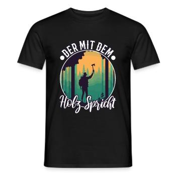 Der mit dem Holz spricht - Männer T-Shirt - Schwarz - Vorne - AI Model Male 178 light (178cm)