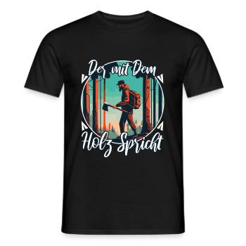 Der mit dem Holz spricht - Männer T-Shirt - Schwarz - Vorne - AI Model Male 178 light (178cm)
