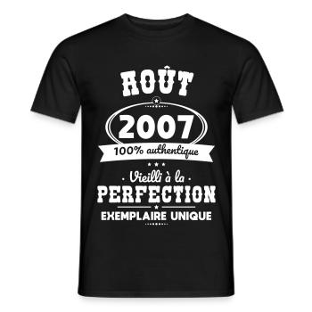 18th Birthday - August 2007 Perfection - Men's T-Shirt - black - Front - AI Model Male 178 light (178cm)