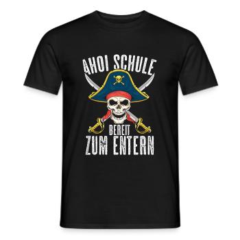 Piraten Schulkind Schulanfang Einschulung Geschenk - Männer T-Shirt - Schwarz - Vorne - AI Model Male 178 light (178cm)