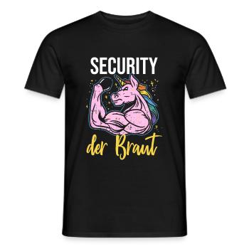 Security of the Bride Unicorn JGA Security Service - Men's T-Shirt - black - Front - AI Model Male 178 light (178cm)