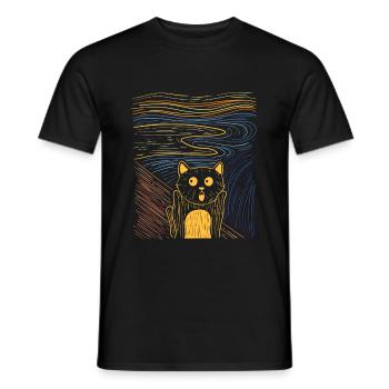 Le chat de la peinture de chat parodie - T-shirt homme - noir - Devant - AI Model Male 178 light (178cm)