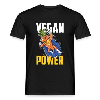 Vegan Power Vegan Vegetarian Karrote Superhero - Men's T-Shirt - black - Front - AI Model Male 178 light (178cm)