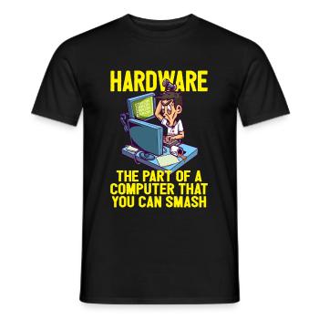Smash PC Hardware Debugging IT Coder Informatics - Men's T-Shirt - black - Front - AI Model Male 178 light (178cm)
