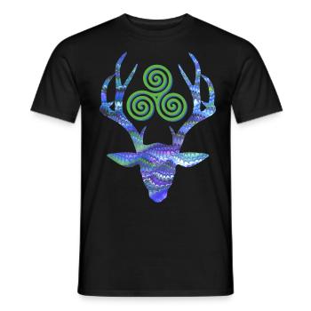 Tête de cerf avec Triskele E 103 - T-shirt homme - noir - Devant - AI Model Male 178 light (178cm)