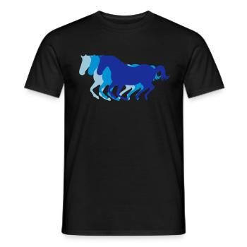 Three horses at a gallop - Horse riding - dressage - Men's T-Shirt - black - Front - AI Model Male 178 light (178cm)
