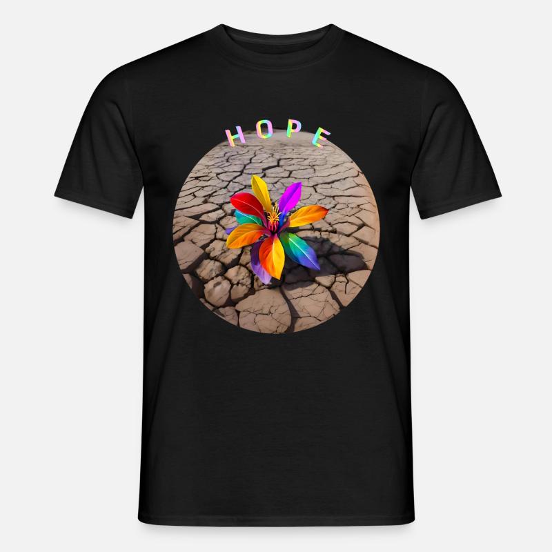 Regenbogenblume der Hoffnung - Männer T-Shirt - Schwarz