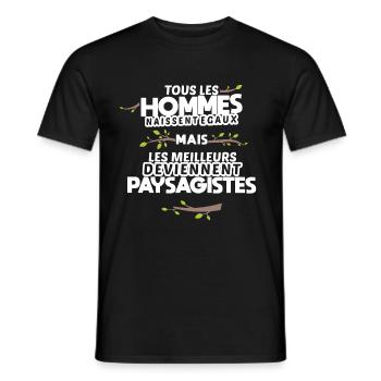 Paysagiste phrase drôle humour cadeau original - T-shirt homme - noir - Devant - AI Model Male 178 light (178cm)