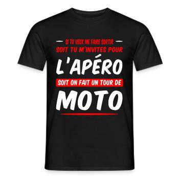 apéro et moto - T-shirt homme - noir - Devant - AI Model Male 178 light (178cm)