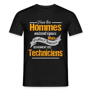 Tous les hommes sont égaux et techniciens - T-shirt homme - noir - Devant - AI Model Male 178 light (178cm)