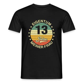 13 Hochzeitstag Spitzenhochzeit Ehemann Geschenk - Männer T-Shirt - Schwarz - Vorne - AI Model Male 178 light (178cm)