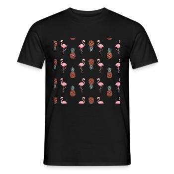 flamants roses parmi beaucoup d'ananas - T-shirt homme - noir - Devant - AI Model Male 178 light (178cm)