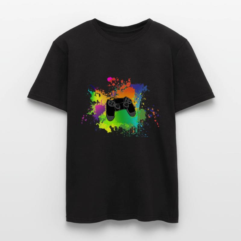 Controller Farbklecks Bunt Gaming Geschenk Idee Männer T-Shirt