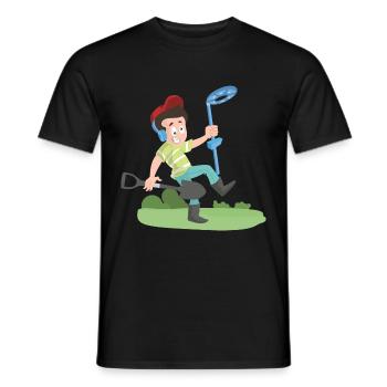 Chasseur de trésors amateur avec le détecteur de métaux - T-shirt homme - noir - Devant - AI Model Male 178 light (178cm)