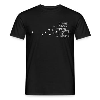 Le lève-tôt Le troupeau d'oiseaux L'idée cadeau - T-shirt homme - noir - Devant - AI Model Male 178 light (178cm)