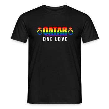 Qatar One Love Saying Sayings Rainbow - Men's T-Shirt - black - Front - AI Model Male 178 light (178cm)