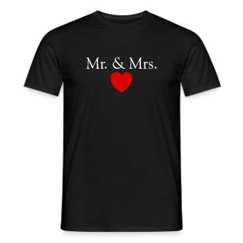 Mr. & Mrs. Heart Wedding Marriage Lovers - Men's T-Shirt - black - Front - AI Model Male 178 light (178cm)