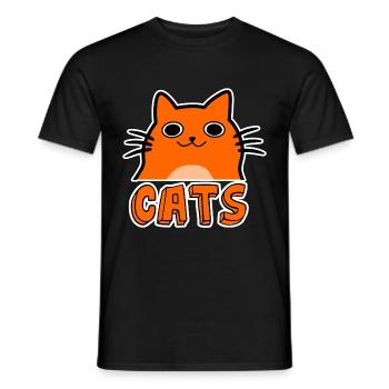 Chat de dessin animé mignon - T-shirt homme - noir - Devant - AI Model Male 178 light (178cm)