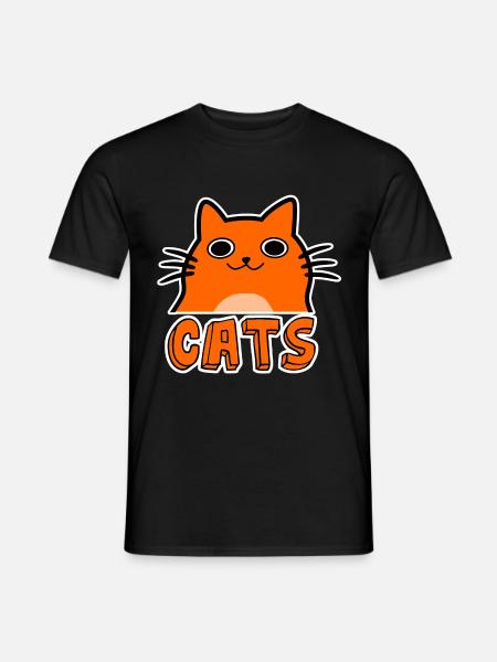 Süße Comic Katze - Männer T-Shirt - Schwarz