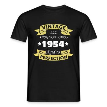Vintage 1954 70 ans aged to perfection - T-shirt homme - noir - Devant - AI Model Male 178 light (178cm)