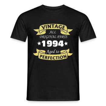 Vintage 1994 30 ans aged to perfection - T-shirt homme - noir - Devant - AI Model Male 178 light (178cm)
