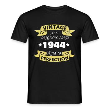 Vintage 1944 80 Years Aged to Perfection - Men's T-Shirt - black - Front - AI Model Male 178 light (178cm)