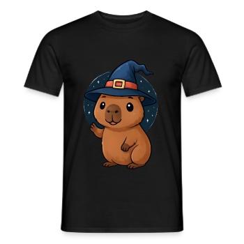 Halloween Capybara Wizard Costume Gift - Men's T-Shirt - black - Front - AI Model Male 178 light (178cm)